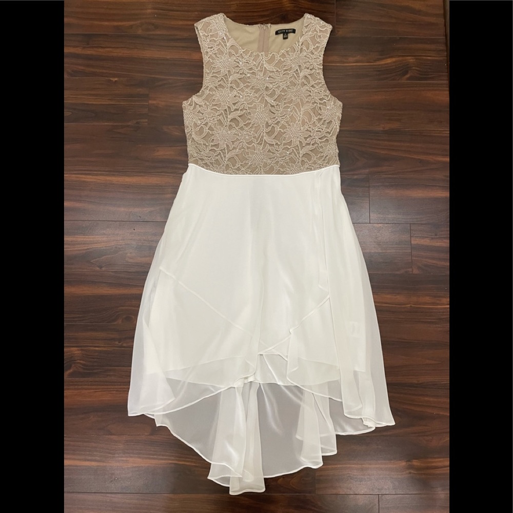 Gold Sparkle and White Dress | Brand New